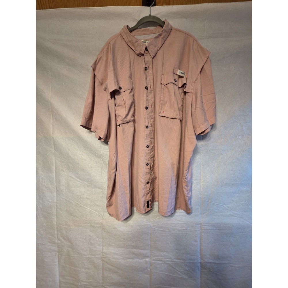 Magellan Outdoors Fish Gear Aransas Pass Pink Gingham Fishing Shirt Mens 4XL